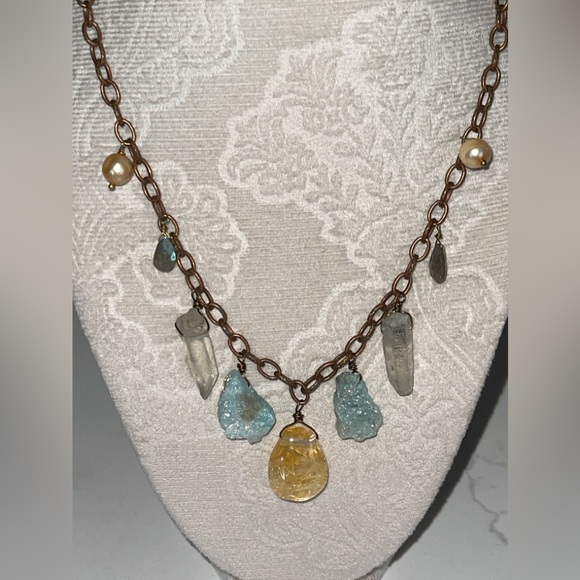 Natural Druzy Agate Pendant Blue Clusters Geode Stone Necklace Amulet - Picture 1 of 11